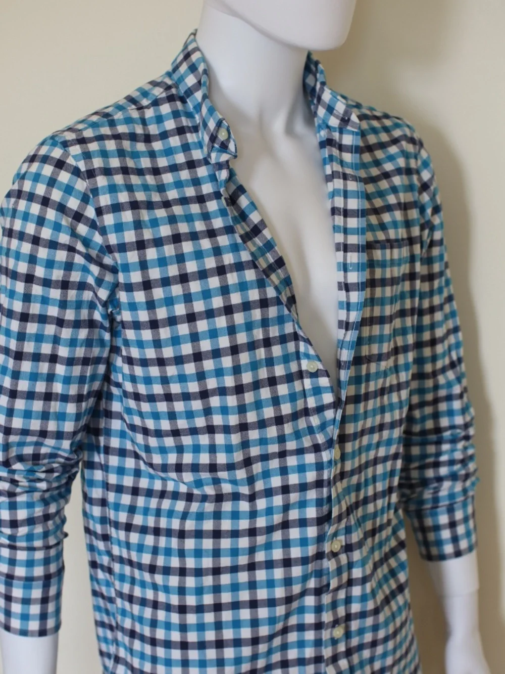Vintage Banana Republic Blue and White Plaid Shirt with a Preppy Vibe